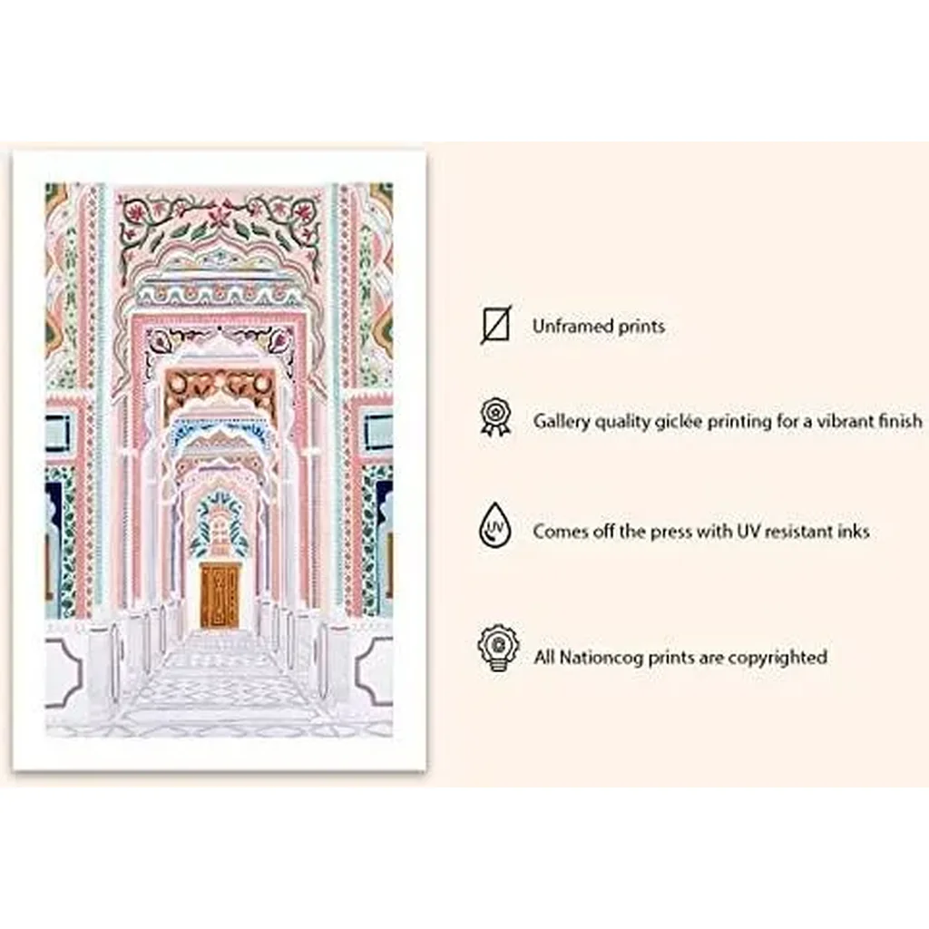 ALAYRA Patrika Gate, Jaipur Art Print, India Art Print, Travel Print, Travel Poster, Home Decor, Wedding Gift, Housewarming Gift, Home Decor (Unframed) (11x14 in) 01 - Image 3