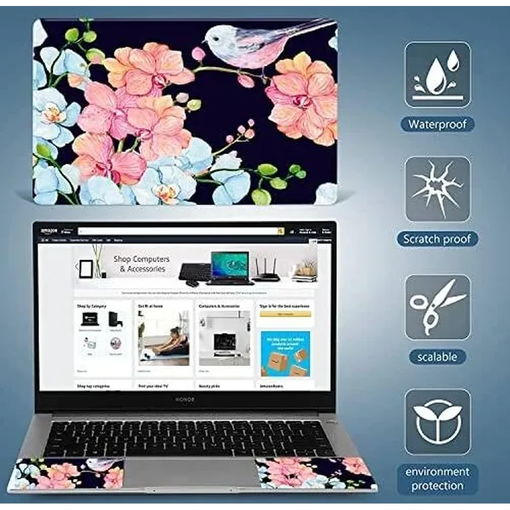 ALAYRA Personalized Laptop Skin Sticker 12.1 13 13.3 14 15 15.4 15.6 Inches Universal Netbook Skin Sticker Reusable Notebook PC Art Protector , Bird & Nice Flower 01 - Image 4