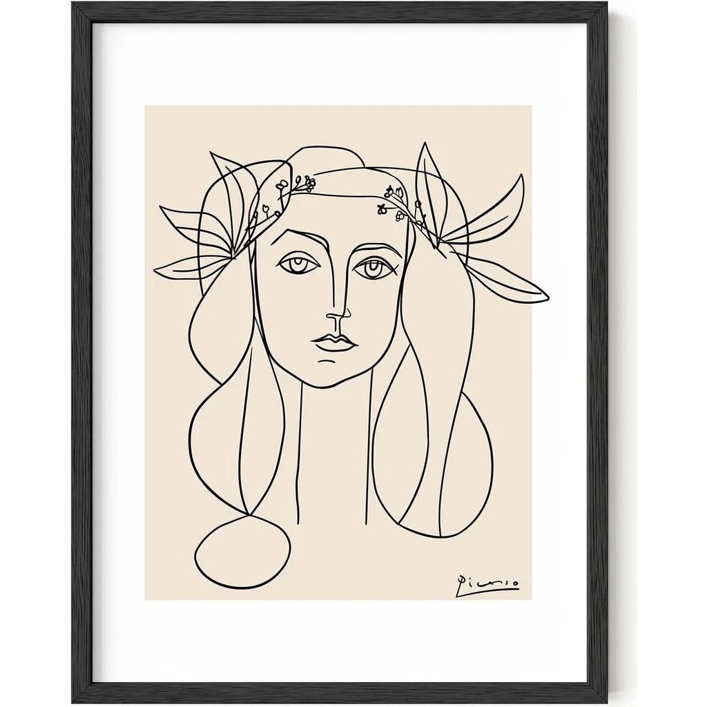 ALAYRA Picasso Line Drawing Abstract Woman Wall Art - Line Art Pablo Picasso Artwork Minimalistic Wall Art Print Picasso Aesthetic Line Art Woman Face Picasso (Unframed - 12x16) 01
