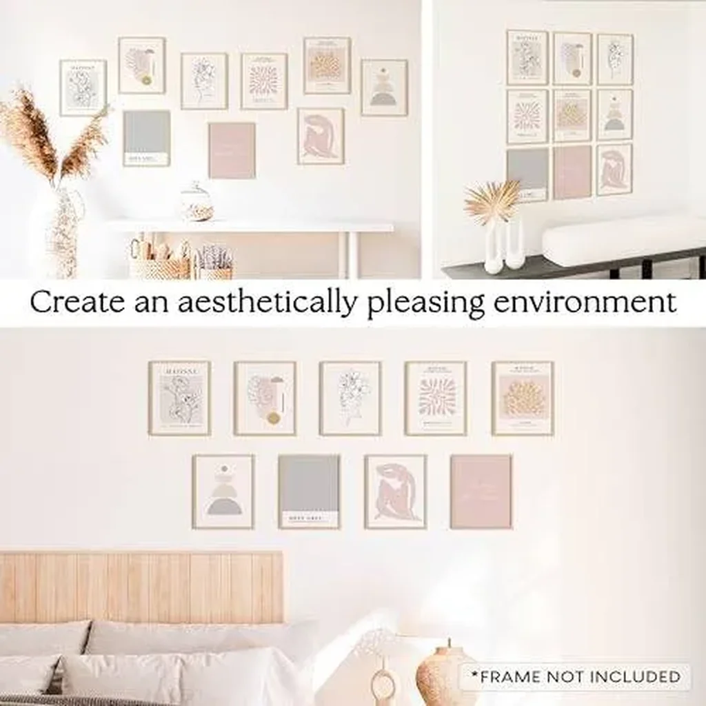 ALAYRA Pink and Grey Matisse Wall Art Prints - Light Pink Posters for Room Aesthetic, Blush Pink and Grey Room Decor, Abstract White Gray Pink Pictures for Teen Girls Dorm Bedroom (8x10 Unframed) 01 - Image 4
