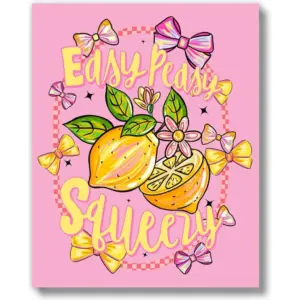 ALAYRA Pink Coquette Lemon Girl Room Decor (UNFRAMED 8 x 10) Pink Aesthetic Decorations Girls Room Wall Art Prints Tween Bedroom, Dorm, Desk - Easy Peasy Lemon Squeezy 01