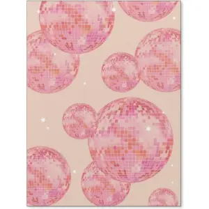 ALAYRA Pink Disco Ball Wall Art Funky Girly Poster Preppy Aesthetic Room Decor Trendy Bar Cart Decor Fashion Pink and Orange Disco Ball Picture Vintage Wall Decor 12x16inch Unframed 01