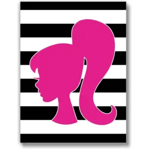 ALAYRA Pink Doll Girl Room Decor (UNFRAMED 12 x 16) Hot Pink Princess Aesthetic Decorations Girls Room Wall Art Prints Teen Tween Bedroom Dorm Desk - Black & White Stripes 01