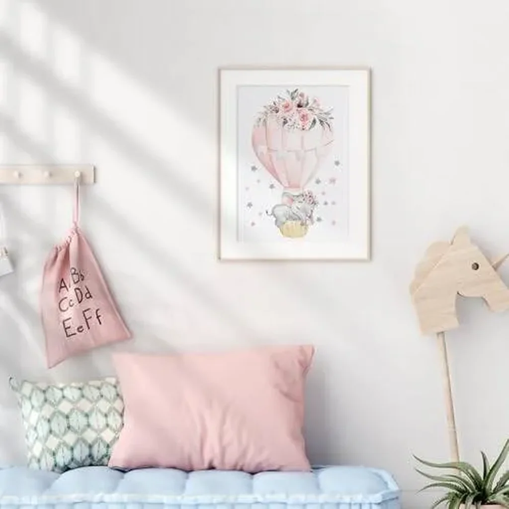 ALAYRA Pink Elephant Nursery Wall Decor Set of 4 Baby Girl Room Decor Elephant Wall Art Goodnight On A Hot Air Balloon Dream Big Little OneBaby Room Wall Decor(12"x16")(Unframed) 01 - Image 3