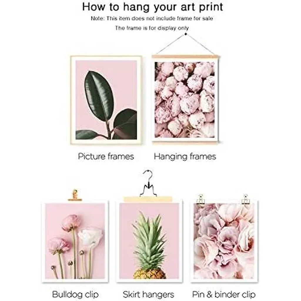 ALAYRA Pink Flowers Art Poster Minimalist Wall Art Prints Green Plant Leaf Canvas Pictures Wall Decor for Room Bedroom Modern Living Room Bathroom Home Decor (11"x14" UNFRAMED) 01 - Image 5