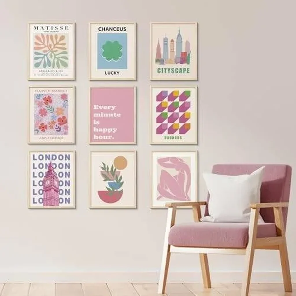 ALAYRA Pink Matisse Room Decor Posters, Boho Flower Market Wall Art Decor, Exhibition Aesthetic Posters, Cute Blush Pink Art Prints for Girls Bedroom Dorm, 8x10in, Unframed 01 - Image 2