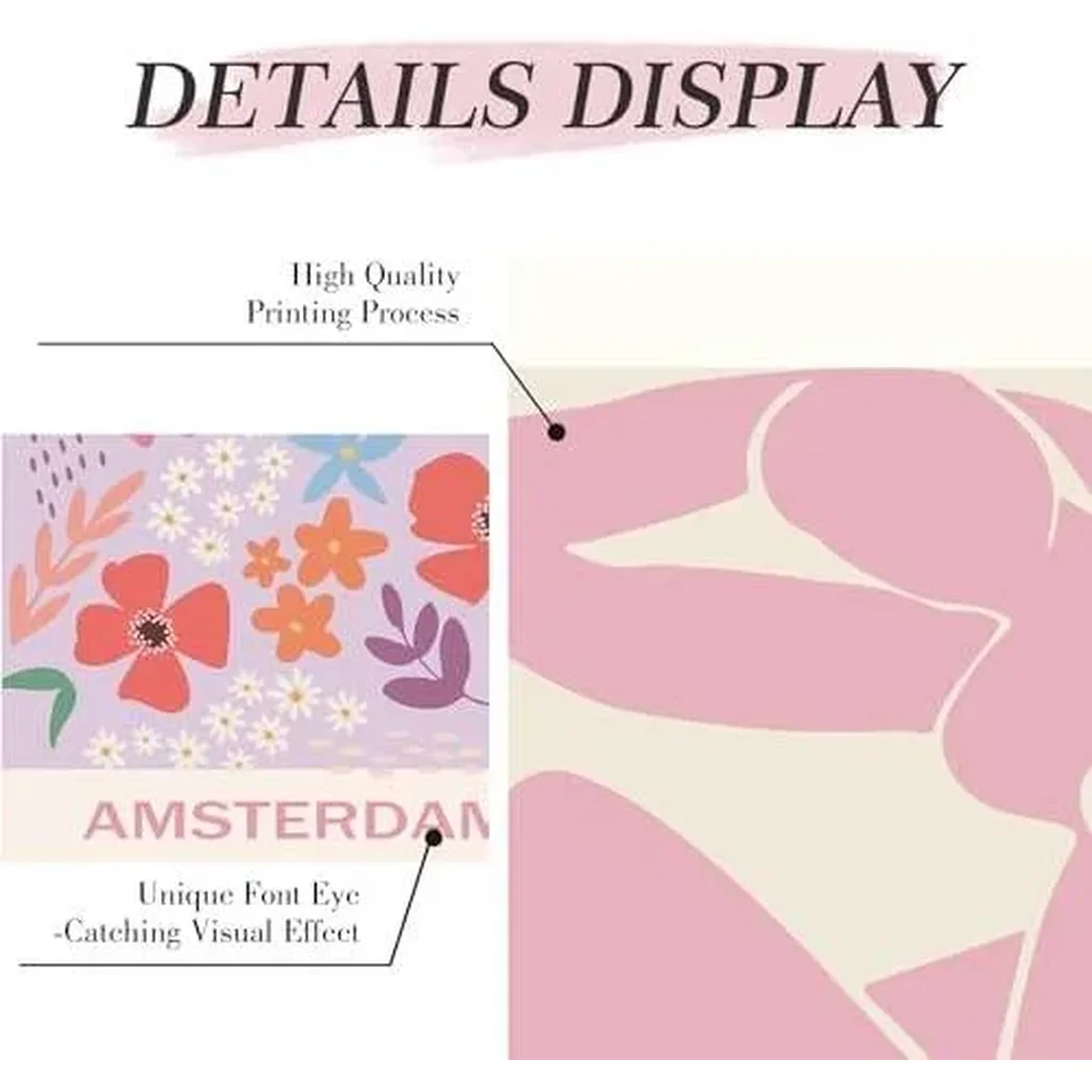 ALAYRA Pink Matisse Room Decor Posters, Boho Flower Market Wall Art Decor, Exhibition Aesthetic Posters, Cute Blush Pink Art Prints for Girls Bedroom Dorm, 8x10in, Unframed 01 - Image 5