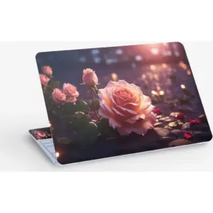 ALAYRA Pink Rose Flower Digital Art, Laptop Skin Sticker Decal, 13.3 14 15 15.4 15.6 Inch Laptop Universal Vinyl Skin Sticker Cover, Dustproof, Waterproof, Decal Protector With Free 2 Wrist Pads 01