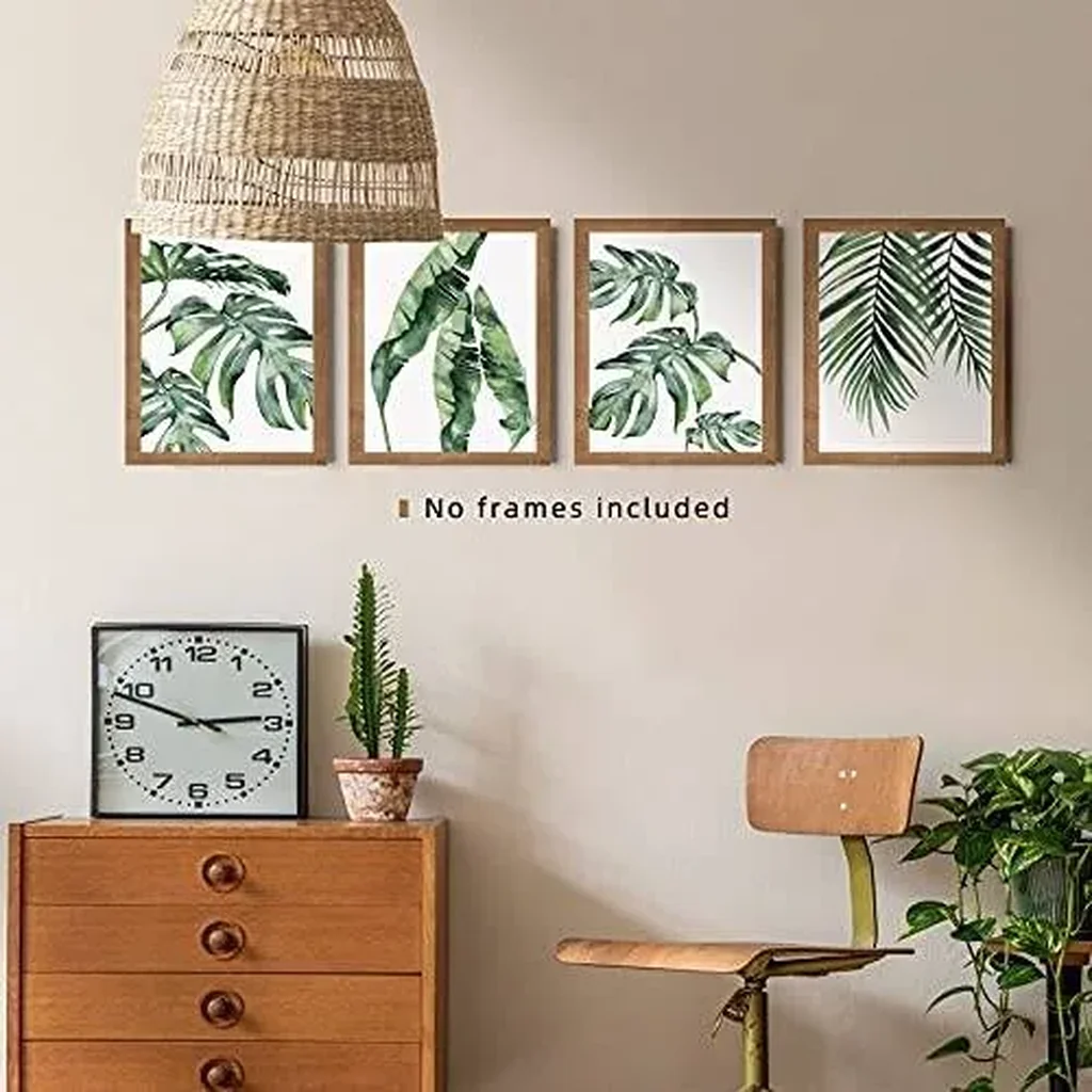 ALAYRA Plant Posters Leaf Art Green Decor, Set of 4, 8x10 Unframed Poster Canvas Prints, Botanical Wall Art Prints for Wall Decor Living Room 01 - Image 2
