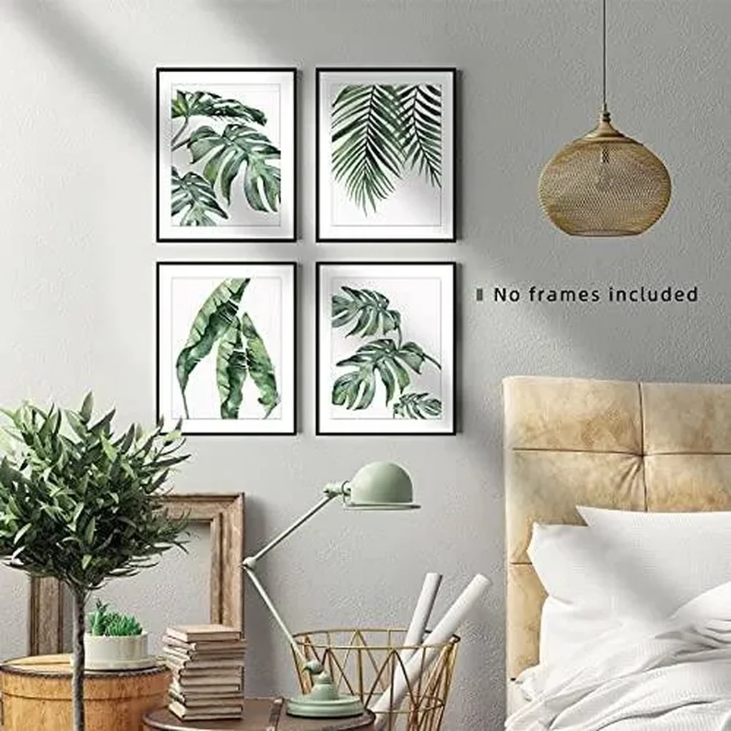 ALAYRA Plant Posters Leaf Art Green Decor, Set of 4, 8x10 Unframed Poster Canvas Prints, Botanical Wall Art Prints for Wall Decor Living Room 01 - Image 3