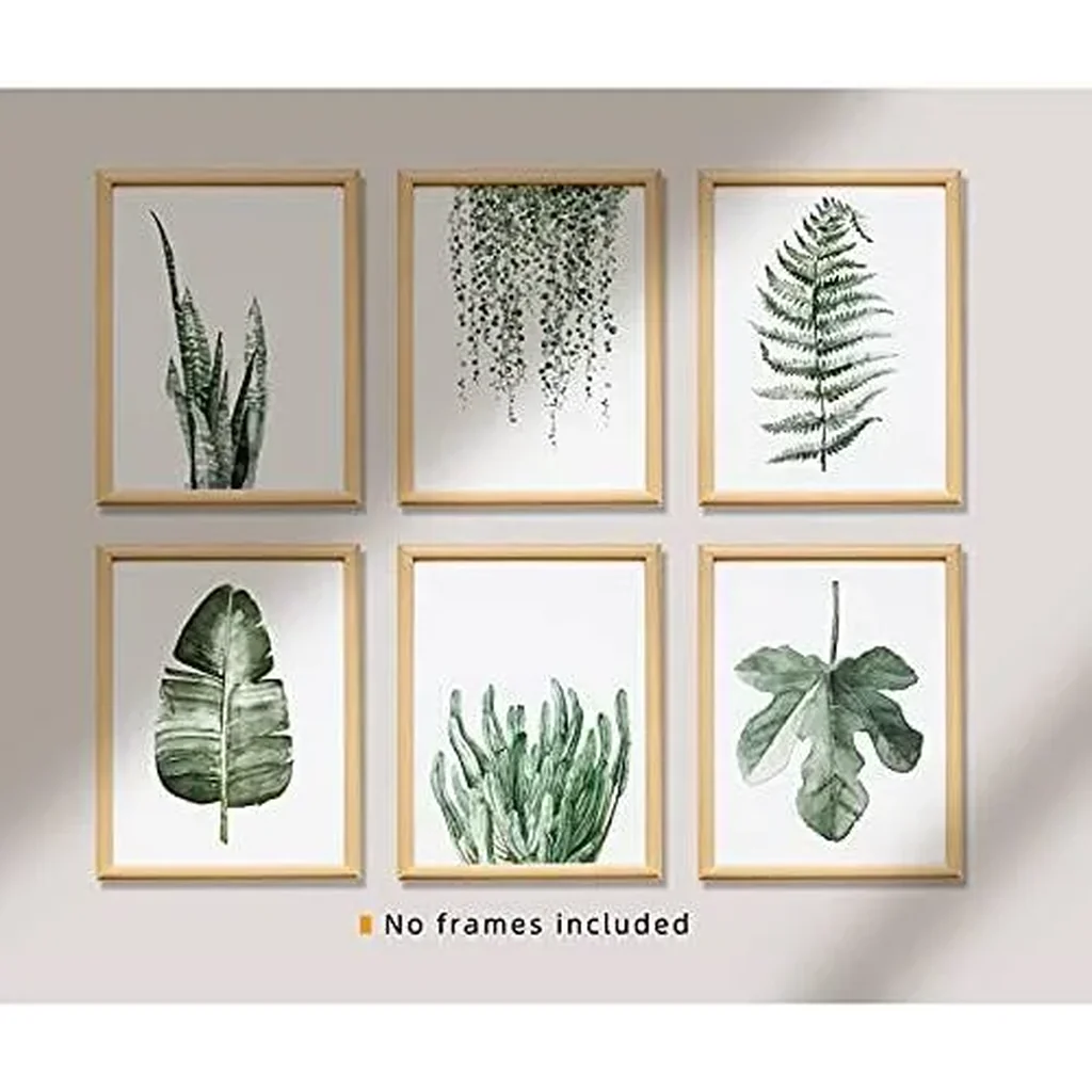 ALAYRA Plant Prints Unframed Posters Wall Art for Living Room Decor, 8x10 Poster Canvas Prints Set of 6, Botanical Prints Wall Art Leaf Posters Sage Green Decor (Option A) 01 - Image 3