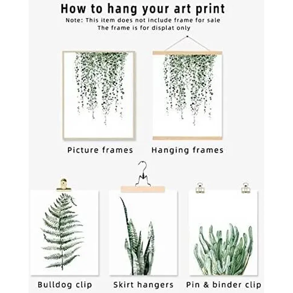 ALAYRA Plant Prints Unframed Posters Wall Art for Living Room Decor, 8x10 Poster Canvas Prints Set of 6, Botanical Prints Wall Art Leaf Posters Sage Green Decor (Option A) 01 - Image 4