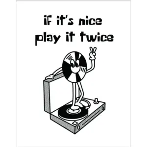 ALAYRA Play It Twice Funny Record Player Music Posters Wall Art Decor Cool Retro Vintage Canvas Posters Pictures Prints Signs Room College Dorm Bedroom Unframed 11x14 Inches 01