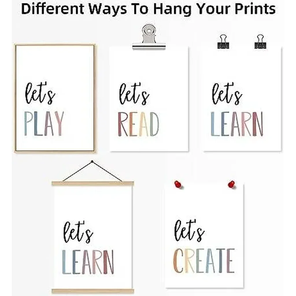 ALAYRA Playroom Kids Wall Art Decor Read Play Sign Classroom Children Wall Art Nursery Canvas Pictures Baby Girl Reading Posters Kids Artwork for 8x10 Inches Unframed Set of 4 01 - Image 6