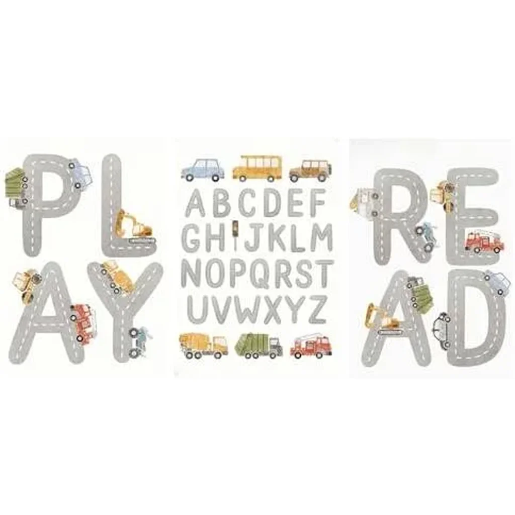 ALAYRA Playroom Wall Art Kids Cartoon Alphabet Wall Art Canvas Painting Read and Play Nursery Wall Pictures, Nordic Art Prints Nursery Posters Baby Boy Room Decor Unframed 01 - Image 7