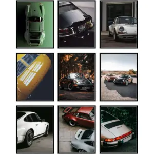 ALAYRA Porsche 911 Poster - Porsche Wall Art, Vintage Car Poster, 944 Art, Garage Decor, Classic Car Wall Decor, Artwork for Garage - Unframed Set of 9 (8x10) 01