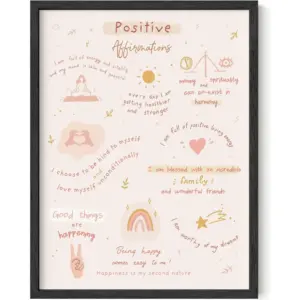 ALAYRA Positive Affirmations Positive Quotes Wall Decor Positive Affirmations Wall Decor, Self Love Poster, Girls Inspirational Poster (12"x16", Unframed) 01