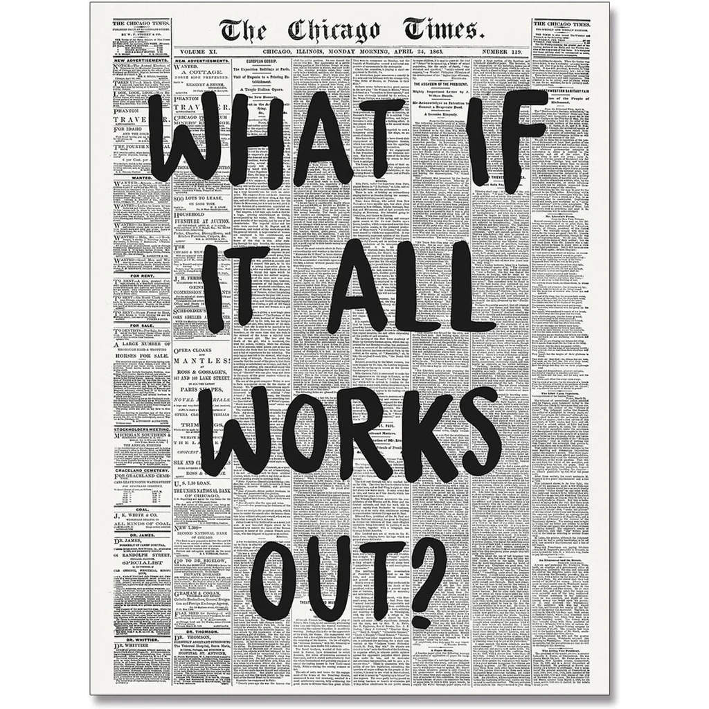 ALAYRA Positive Affirming Quotes Poster Trendy Canvas Wall Art Painting Vogue Poster What If It All Works Out Retro Newspaper Print Apartment Aesthetic Girl Room Decor 16x24in Unframed 01