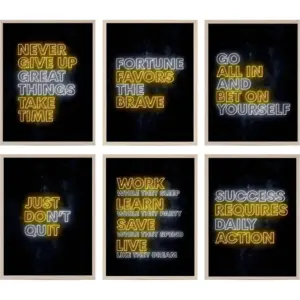 ALAYRA Positive Inspirational Quotes Wall Art Prints Uplifting Encouragement Posters Positive Set of 6 for Bulletin Board, Wall Decor, Classroom Decor, Office Decor 8 x 10 Inch Unframed 01