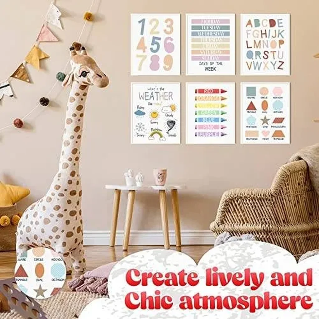 ALAYRA Poster for Toddlers Wall Art Print 8 x 10 Inch Set of 6 Unframed Numbers Weather Boho Alphabet for Classroom Wall Kids Bedroom Nursery Playroom Decor Neutral Wall Decor 01 - Image 3