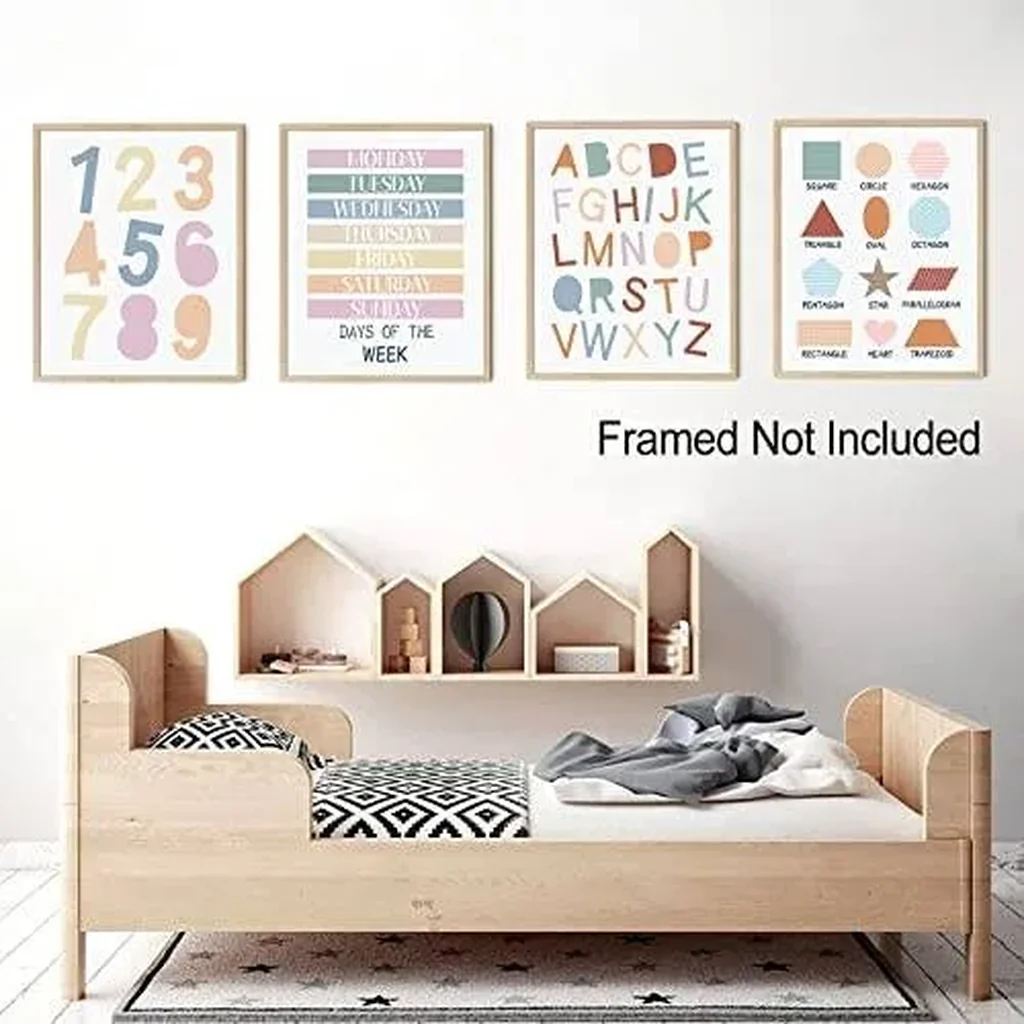 ALAYRA Poster for Toddlers Wall Art Print 8 x 10 Inch Set of 6 Unframed Numbers Weather Boho Alphabet for Classroom Wall Kids Bedroom Nursery Playroom Decor Neutral Wall Decor 01 - Image 4