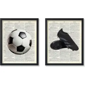 ALAYRA Poster Master 2-Piece Sports Poster - Soccer Print - Soccer Ball Art - Game Art - Soccer Cleats Art - Dictionary Art - Physical Education Art - Great Gym or Office Wall Decor - 8x10 UNFRAMED Wa