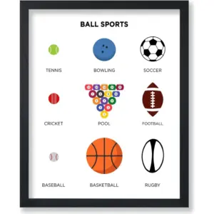ALAYRA Poster Master Ball Sports Print - Basketball, Soccer, Football, Baseball, Pool, Bowling Art - Playroom or Kid's Room Decor - 8x10 UNFRAMED Wall Art 01
