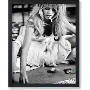 ALAYRA Poster Master Brigitte Poster - Playing Cards Print - Cigar Art - Smoking Art - Black and White Art - Photography Art - Celebrity Art - Fashion Art - Chic Bedroom Wall Decor - 8x10 UNFRAMED Wal