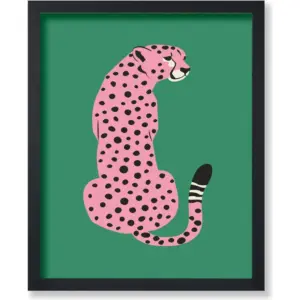 ALAYRA Poster Master Cheetah Poster - Pink Cheetah Print - Leopard Art - Pop Art - Gift for Men, Women & Animal Lover - Minimal Decor for Bedroom, Living Room, Kid's Room or Nursery - 11x14 UNFRAMED W