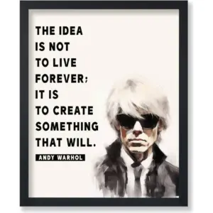 ALAYRA Poster Master Create Something That Will Live Forever Poster - Andy Warhol Print - Motivational Quotes Art - Gift for Men & Women - Inspiring Decor for Living Room or Office - 8x10 UNFRAMED Wal