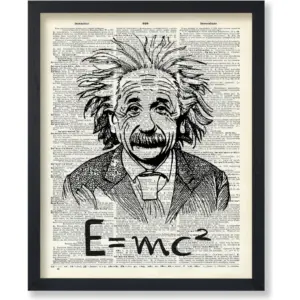 ALAYRA Poster Master Dictionary Art Poster - Albert Einstein Print - Portrait Art - Science Art - Gift for Student & Teacher - Wall Decor for Living Room, Classroom, Office or Dorm - 8x10 UNFRAMED Wal