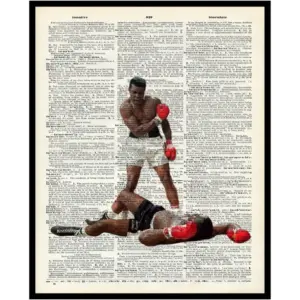 ALAYRA Poster Master Dictionary Art Poster - Muhammad Ali Print - Boxing Art - Sports Art - Gift for Men, Women & Boxing Fans - Great Decor for Bedroom, Dorm, Gym or Living Room - 8x10 UNFRAMED Wall A