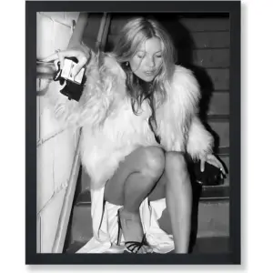 ALAYRA Poster Master Kate Poster - Kate on the Stairs Print - Cigar Art - Celebrity Art - Model Art - Black and White Art - Photography Art - Girly Art - Chic Girl's Bedroom Decor - 8x10 UNFRAMED Wall