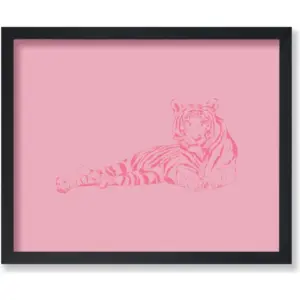 ALAYRA Poster Master Lying Tiger Poster - Retro Tiger Portrait Print - Pink Tiger Art - Groovy Art - Funky Art - Jungle Art - Modern Art - Minimal Art - Bedroom or Office Wall Decor - 11x14 UNFRAMED W