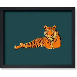ALAYRA Poster Master Lying Tiger Poster - Retro Tiger Portrait Print - Tiger Art - Groovy Art - Funky Art - Jungle Art - Modern Art - Minimal Art - Kid's Room or Living Room Decor - 8x10 UNFRAMED Wall