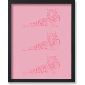 ALAYRA Poster Master Lying Tigers Poster - Retro Pink Tiger Print - Groovy Art - Funky Art - Jungle Art - Cat Art - Modern Art - Minimal Art - Boho Art - Living Room or Office Decor - 8x10 UNFRAMED Wa