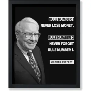 ALAYRA Poster Master Never Lose Money Poster - Warren BufPrint - Motivational Art - Positive Quotes Art - Gift for Men & Women - Funny Inspiring Decor for Living Room or Office - 8x10 UNFRAMED Wall Ar