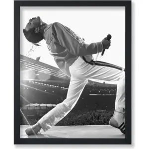 ALAYRA Poster Master Queen Live at Wembley - Freddie at a Concert Print - Music Photography - Black and White Art - Great Studio or Living Room Decor - 8x10 UNFRAMED Wall Art 01