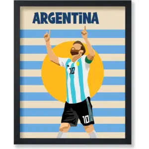 ALAYRA Poster Master Sports Poster - Argentina Print - Soccer Art - Football Art - Lionel Art - Soccer Player Art - Athlete Art - World Cup Art - Great Living Room or Gym Wall Decor - 8x10 UNFRAMED Wa