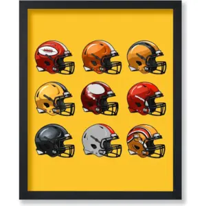 ALAYRA Poster Master Sports Poster - Football Helmets Print - American Football Art - Helmet Art - Athlete Art - Fitness Art - Football Player Art - Great Gym or Office Wall Decor - 8x10 UNFRAMED Wall