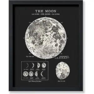 ALAYRA Poster Master Vintage Celestial Poster - Retro The Moon Print - Moon Phases Art - Astronomy Art - Ideal Gift for Men, Women - Lunar Decor for Bedroom, Living Room, Office - 8x10 UNFRAMED Wall A
