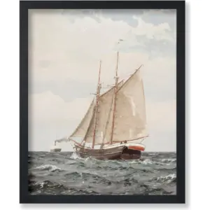 ALAYRA Poster Master Vintage Nautical Poster - Retro Sailboat At Sea Print - Seascape Art - Ship Art - Gift for Men & Women - Coastal Decor for Living Room, Ocean or Beach House - 11x14 UNFRAMED Wall