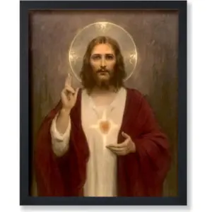 ALAYRA Poster Master Vintage Sacred Heart of Jesus Poster - Retro Jesus Christ Print - Christian Wall Art - Gift for Men & Women - Religious Decor for Living Room, Chapel or Church - 8x10 UNFRAMED Wal