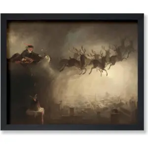 ALAYRA Poster Master Vintage Santa Claus Poster - Retro Christmas Print - Holiday Art - Reindeer Sled Art - Gift for Men & Women - Wall Decor for Bedroom, Living Room or Kid's Room - 8x10 UNFRAMED Wal