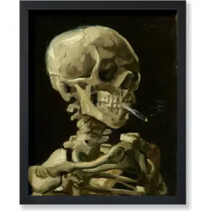 ALAYRA Poster Master Vintage Van Gogh Poster - Retro Skull of a Skeleton with Burning Cigarette Print - Skeleton Art - Gift for Men, Women - Decor for Bedroom, Living Room, Office - 8x10 UNFRAMED Wall