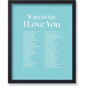 ALAYRA Poster Master Ways To Say I Love You Poster - Motivational Print - Valentine's Day Art - Positive Quote Art - Love Art - Blue Typography Art - Romantic Living Room Wall Decor - 8x10 UNFRAMED Wa