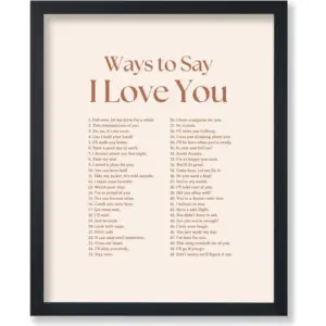 ALAYRA Poster Master Ways To Say I Love You Poster - Motivational Print - Valentine's Day Art - Positive Quote Art - Love Art - Brown Typography Art - Romantic Living Room Decor - 8x10 UNFRAMED Wall A