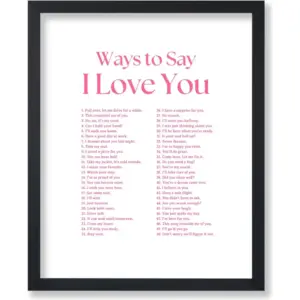 ALAYRA Poster Master Ways To Say I Love You Poster - Motivational Print - Valentine's Day Art - Positive Quote Art - Love Art - White Typography Art - Romantic Living Room Decor - 8x10 UNFRAMED Wall A