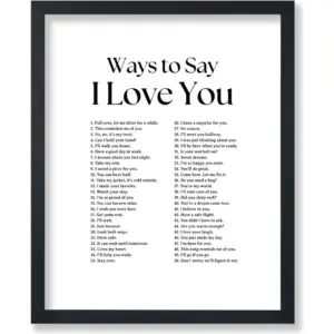 ALAYRA Poster Master Ways To Say I Love You Poster - Retro Motivational Print - Valentine's Day Art - Positive Quote Art - Love Art - Typography Art - Romantic Living Room Decor - 8x10 UNFRAMED Wall A