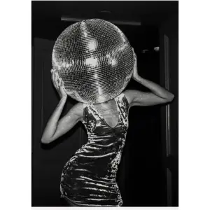 ALAYRA Posters for Room Aesthetic 70s Funny Disco Black and White Canvas Wall Art Prints Trendy Retro Party Wall Decor Poster for Living Room Bar Cart 12x16in Unframed 01